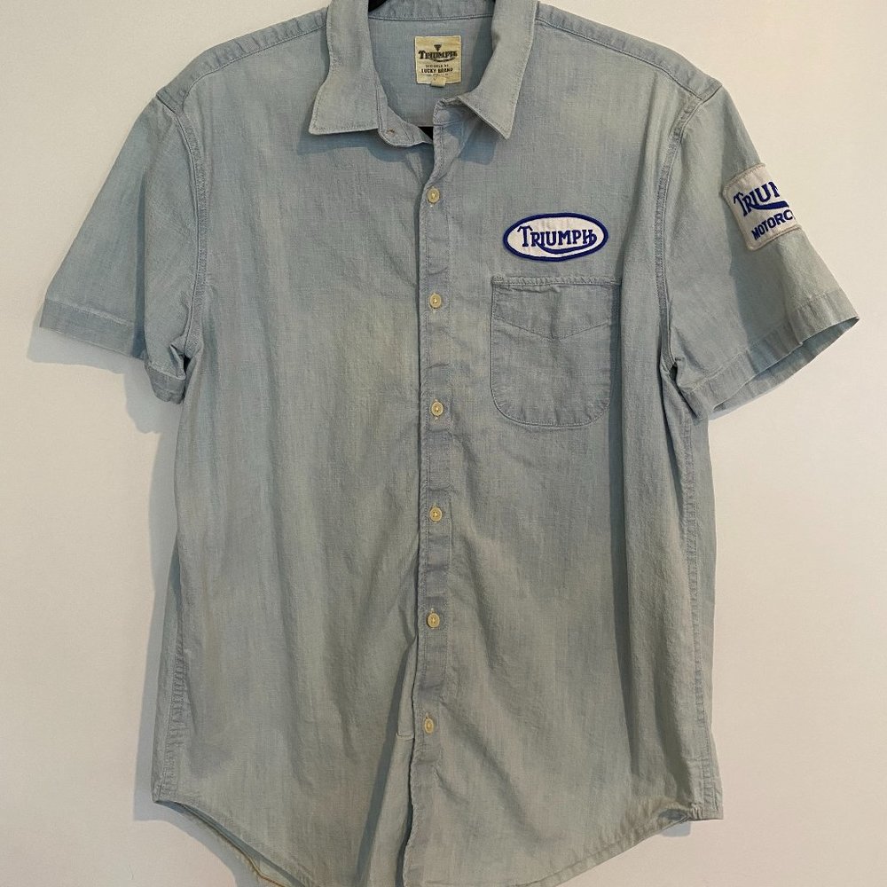 Triumph Motorcycles Lucky Brand Light Chambray Denim Button Patches Shirt